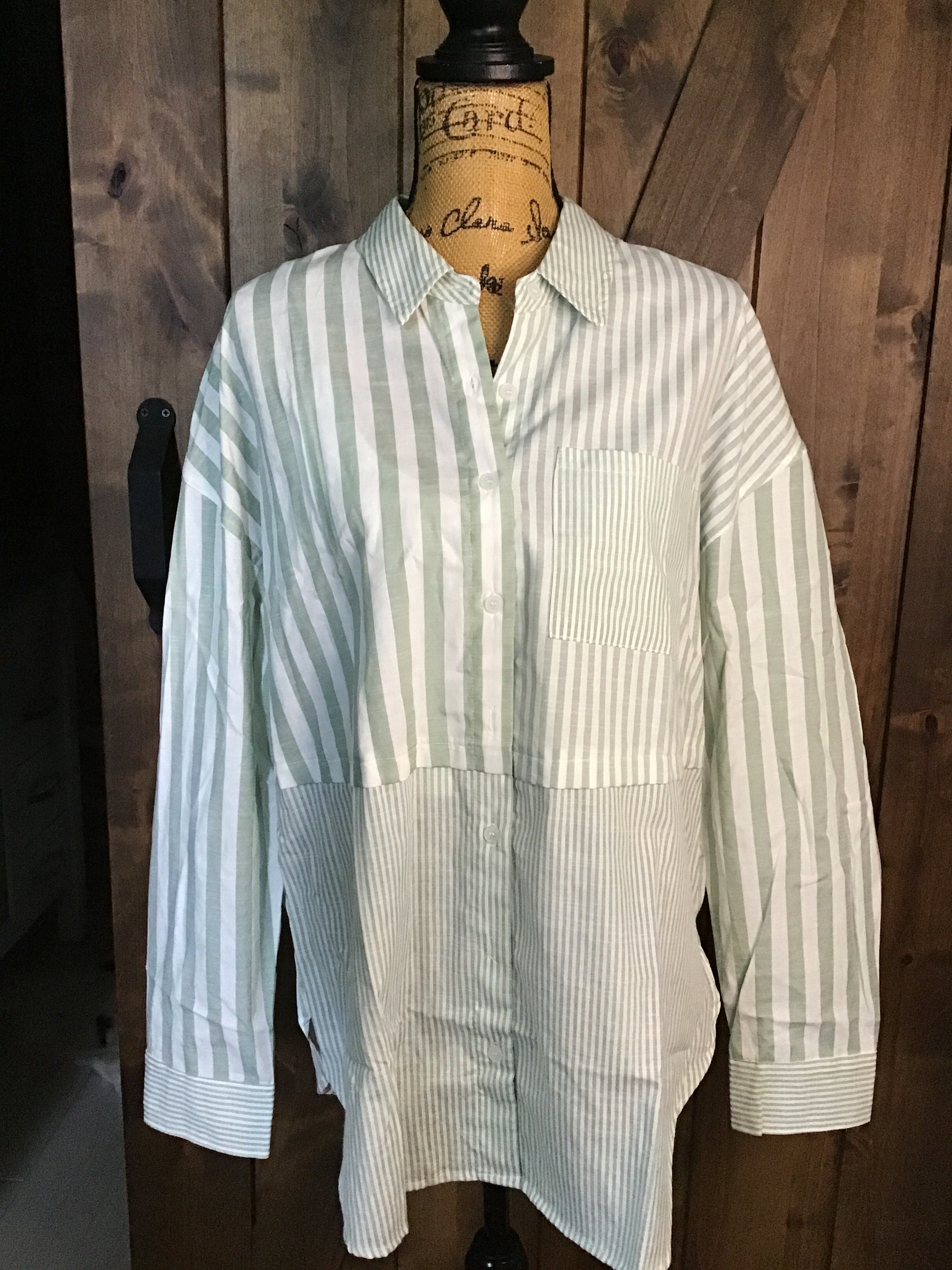 WSHL Green Striped Button-Up