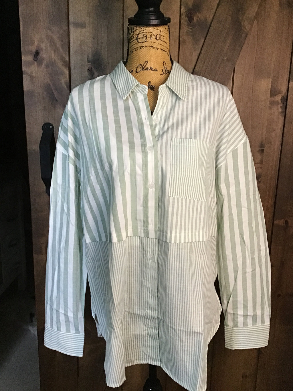 WSHL Green Striped Button-Up
