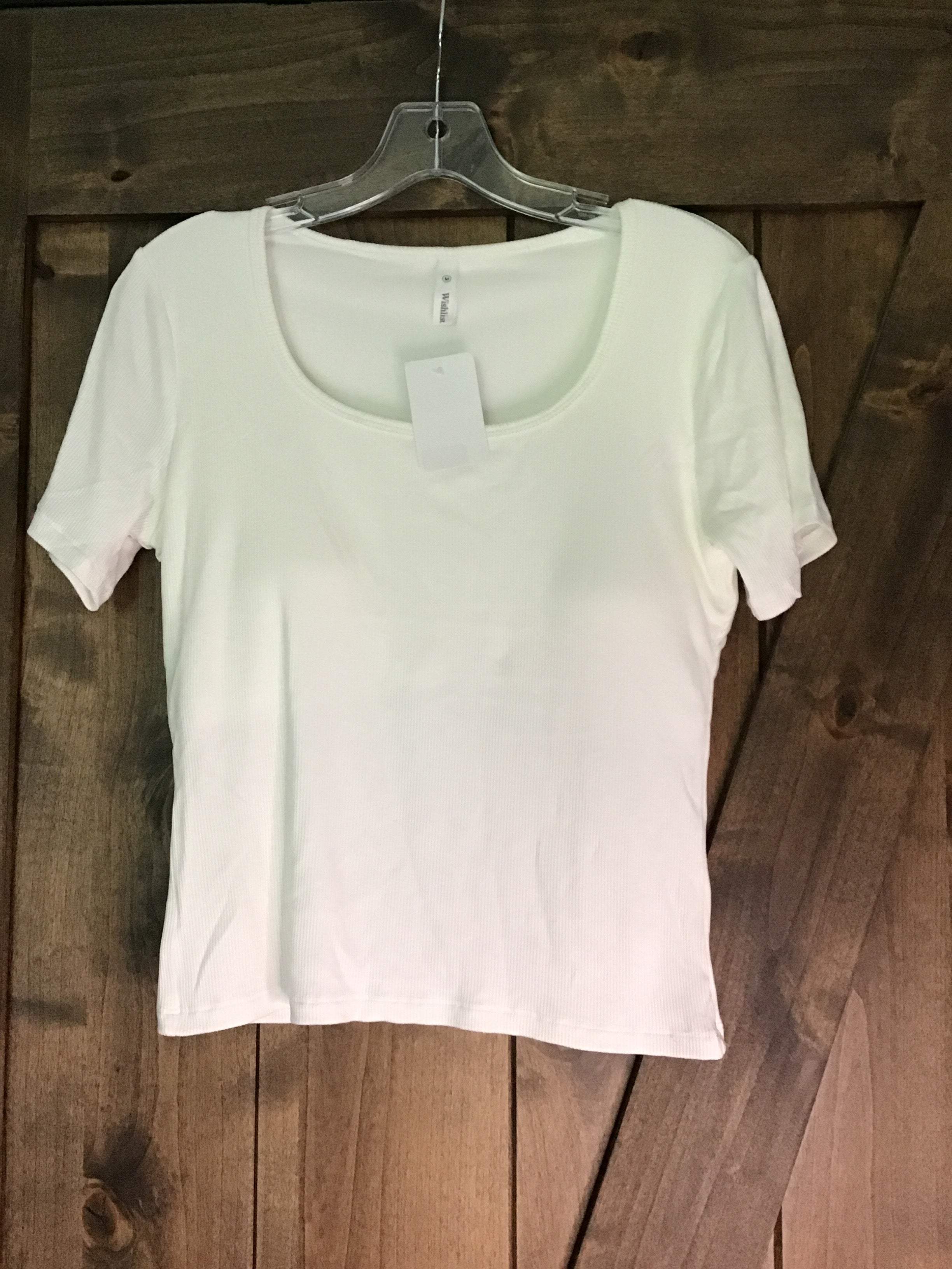 WSHL Off White Ribbed Padded Crop Top