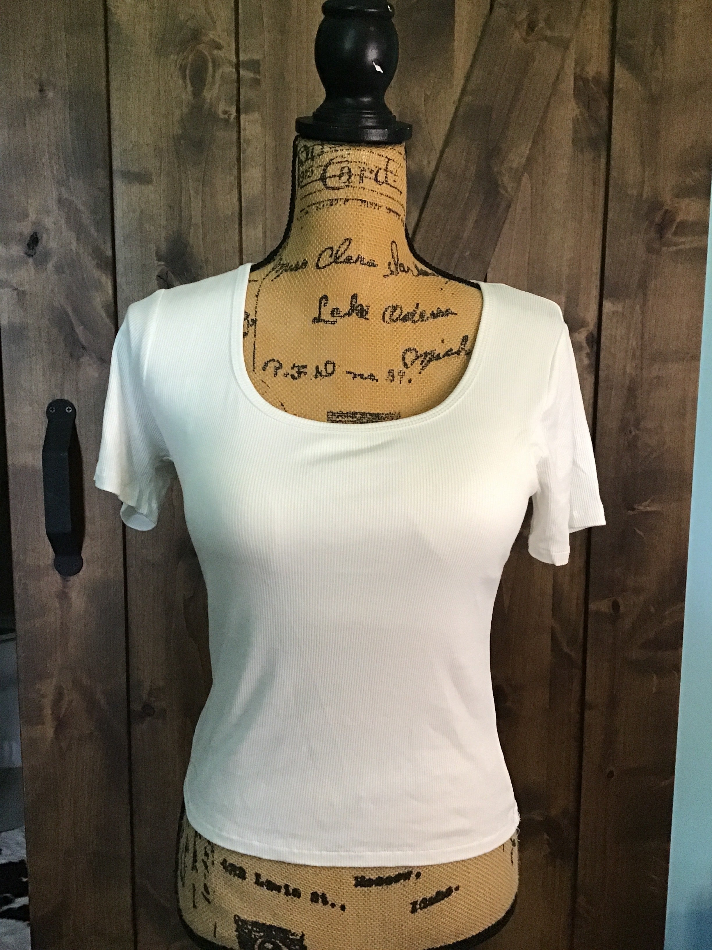 WSHL Off White Ribbed Padded Crop Top