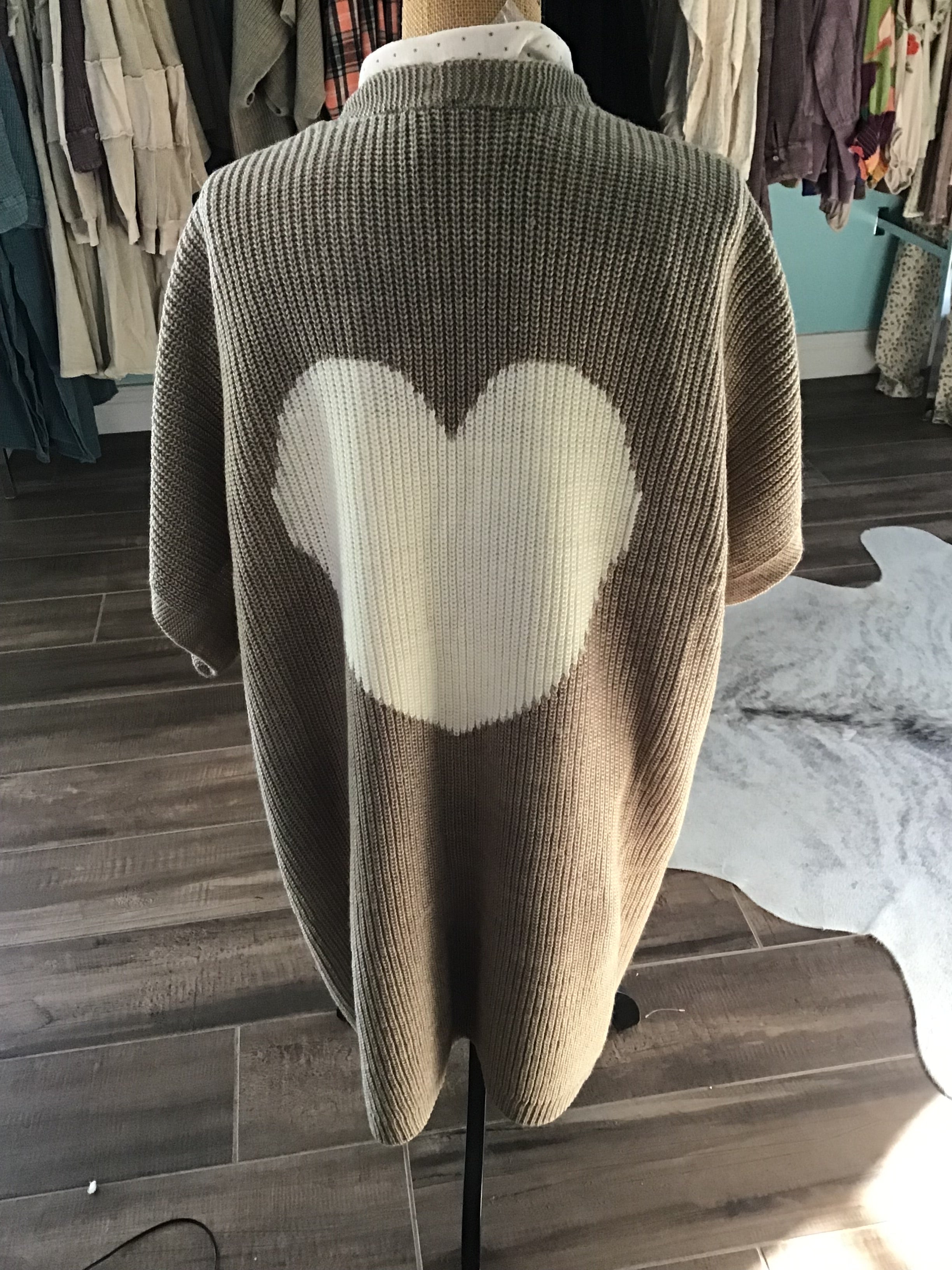 EASEL mushroom heart pattern cardigan