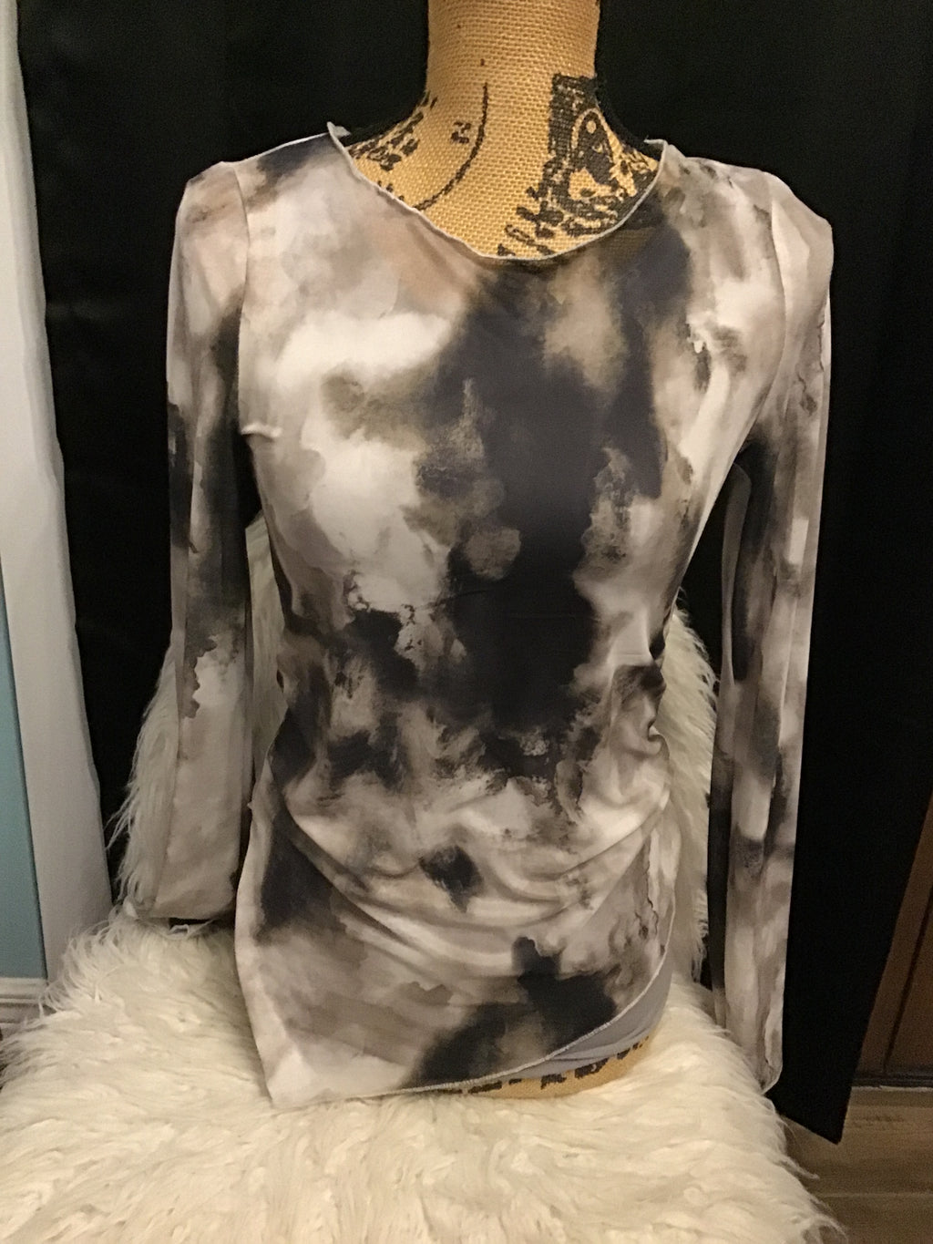 Easel Grey tie dye long sleeve