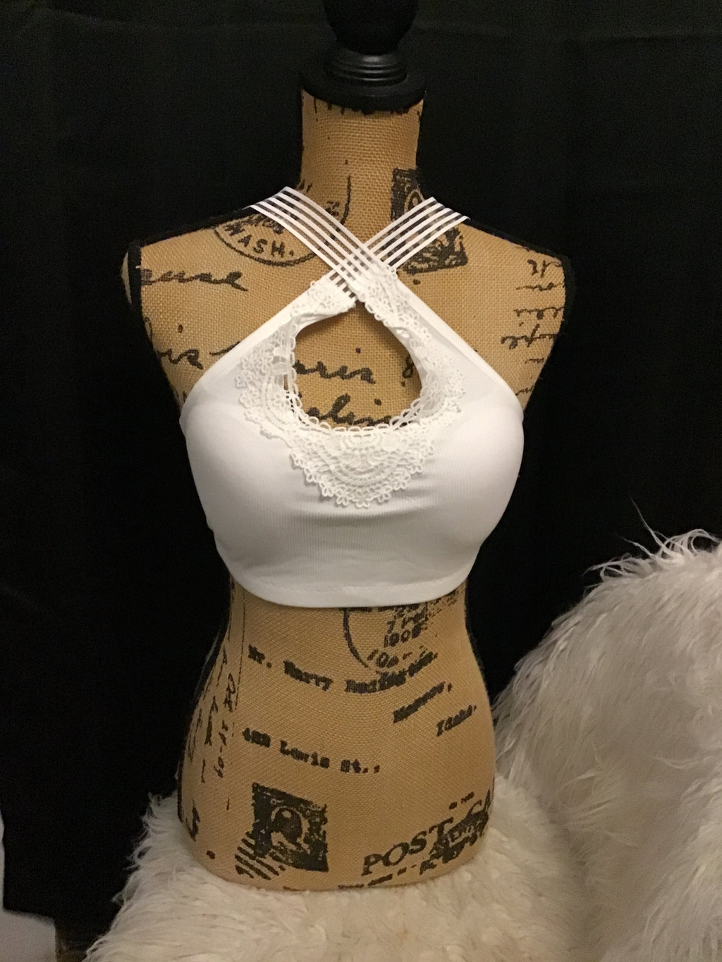 Easel Ribbed Bralette White