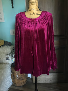 Umgee Sangria Velvet Long Sleeve