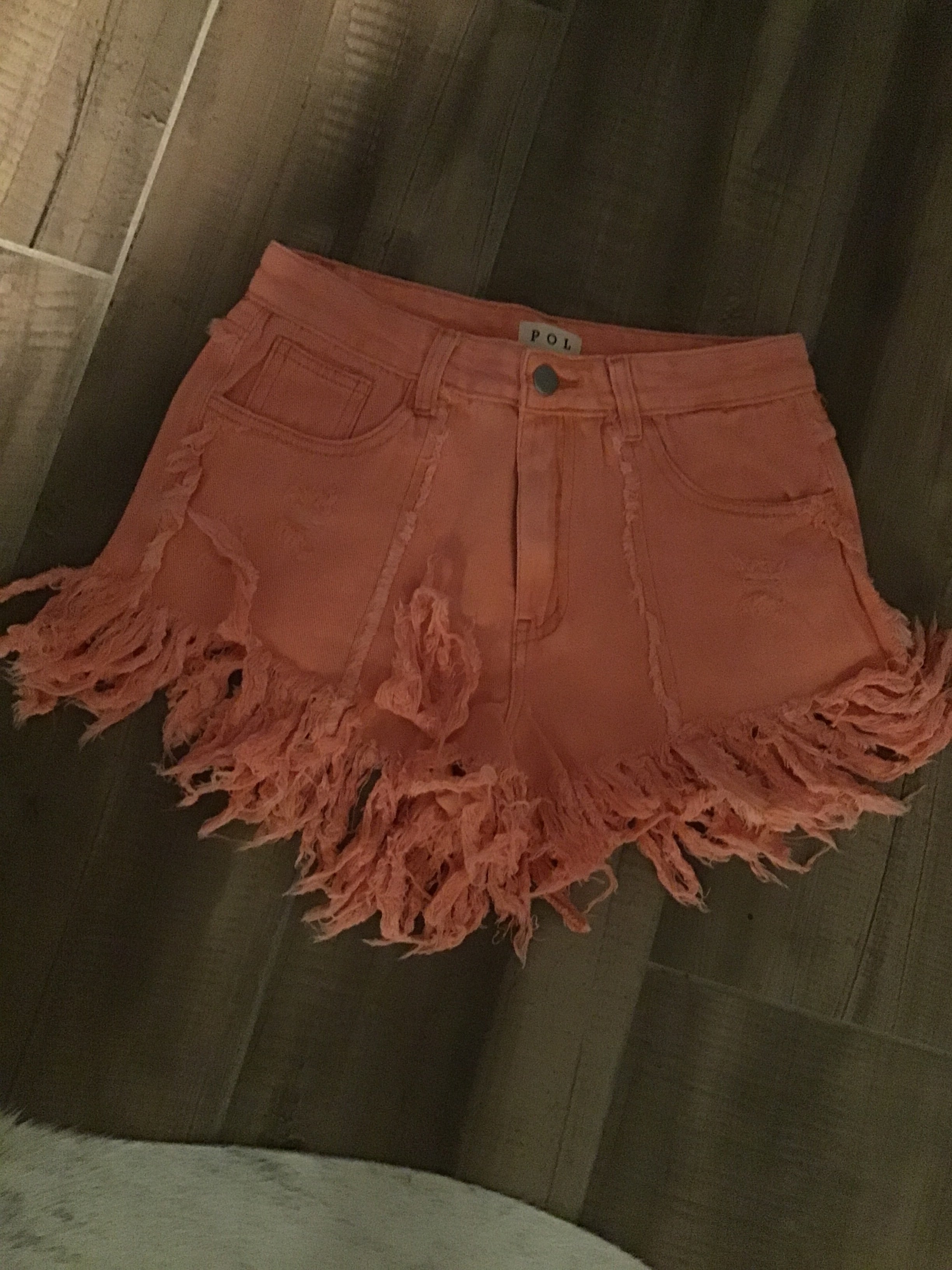 POL Neon Orange Jean Shorts