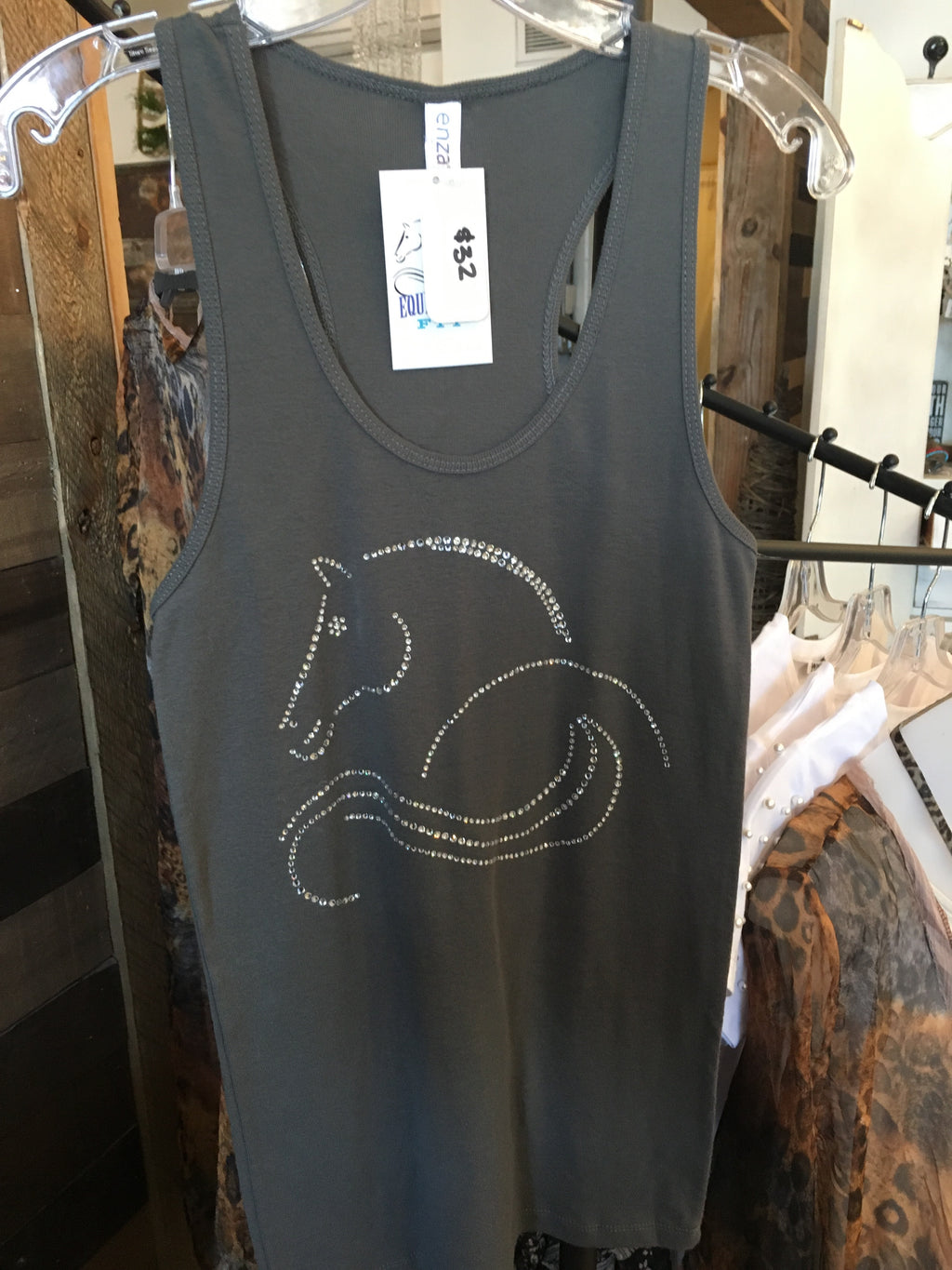 EF Charcoal Gray Bling Horse Tank