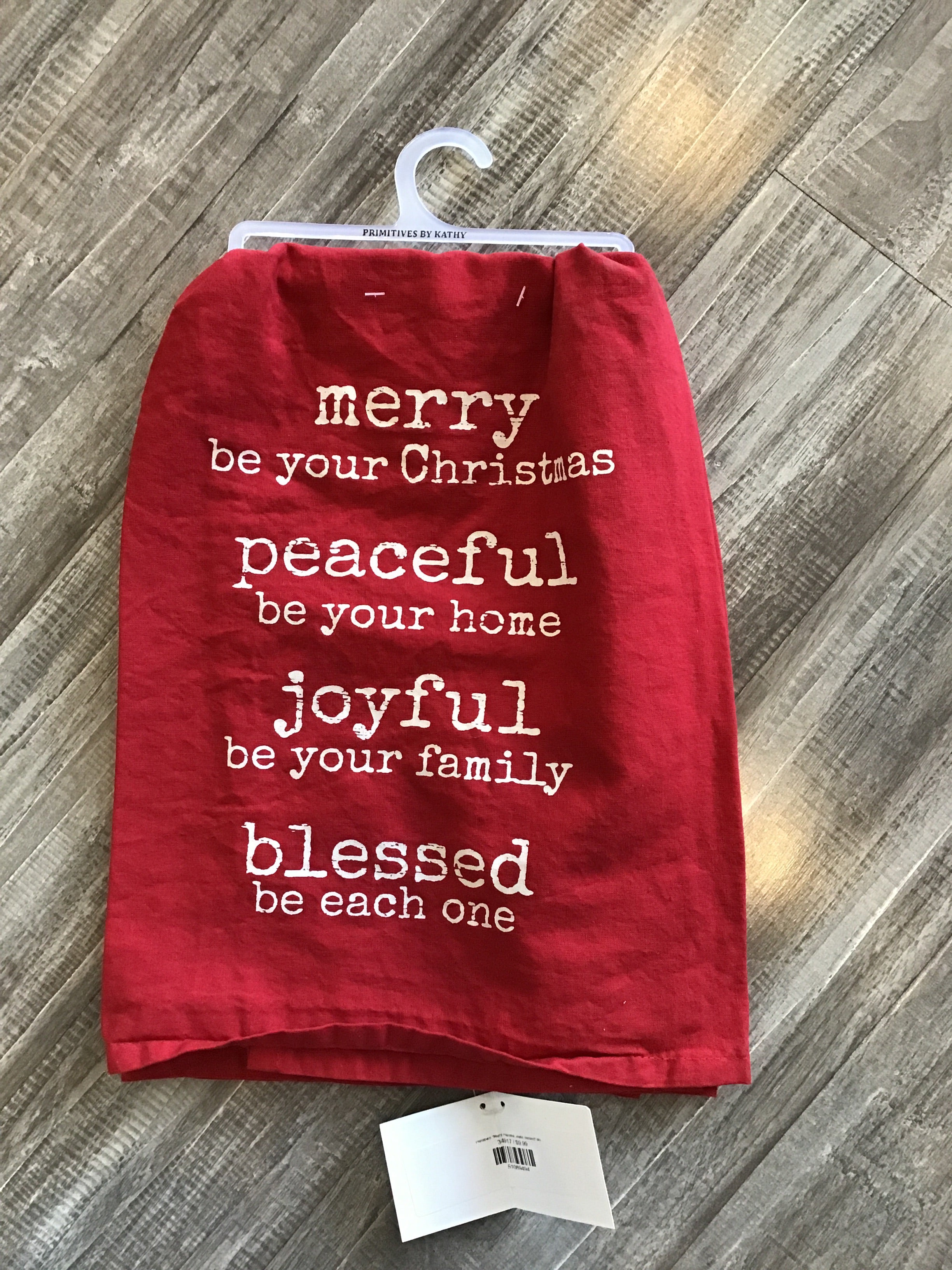 Primitives "Merry, Peaceful, Joyful, Blessed" dish towel