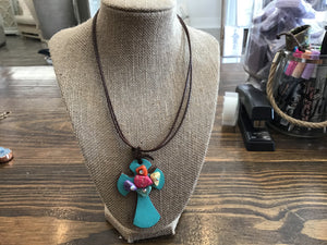 Turquoise Cross w/ stones Necklace