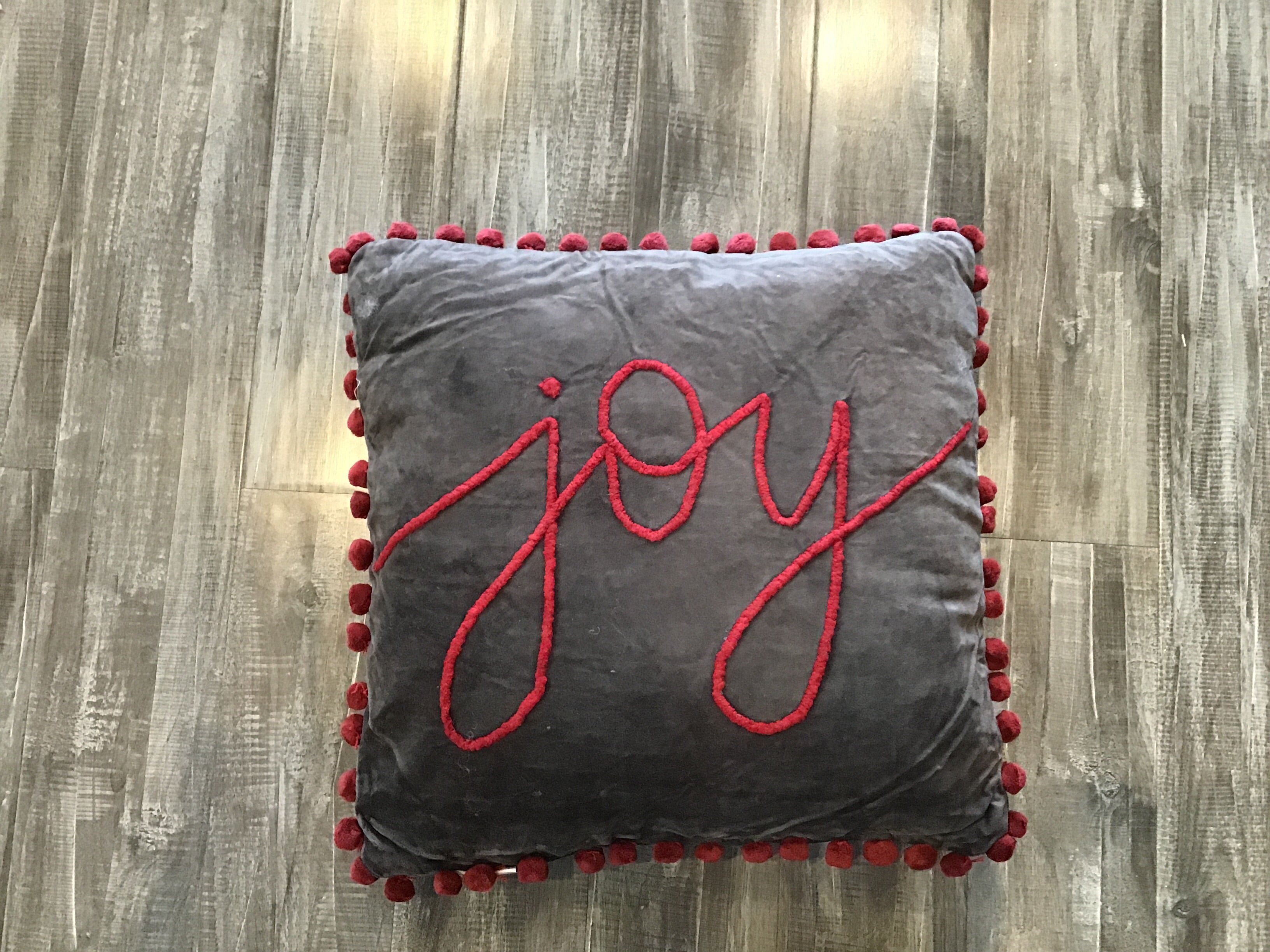 Primitives Joy grey pillow
