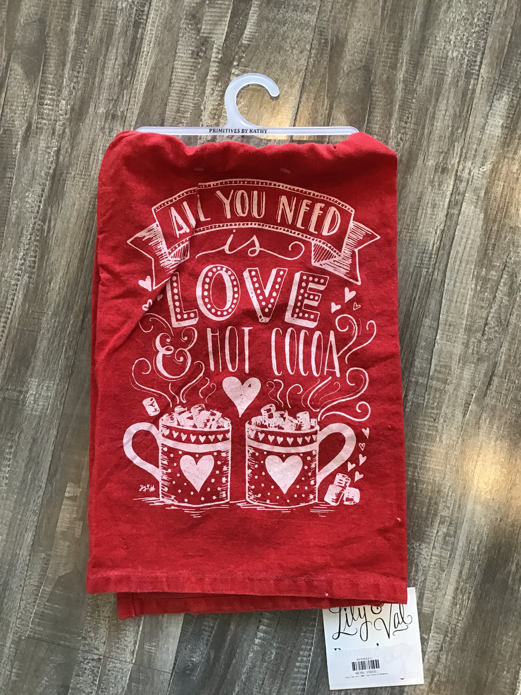 Primitives By Kathy Dish Towel "Love Hot Cocoa"